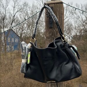 Badgley Mischka Vegan Leather Slouchy Bucket Crossbody Shoulder Bag NWT $149